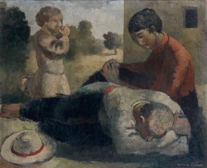Roland OUDOT (1897-1981) La sieste Huile sur toile. Signée en bas à droite. 54 x...