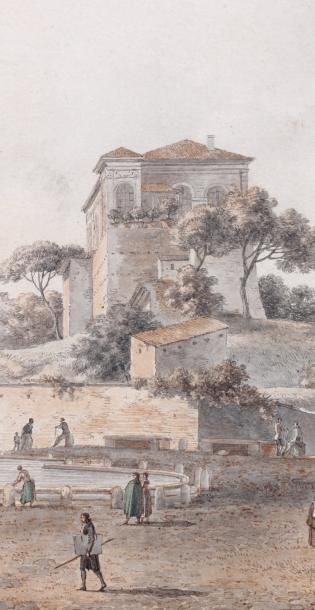 Victor Jean NICOLLE (1754-1826) La fontaine de Paul V à Rome Aquarelle, plume et...