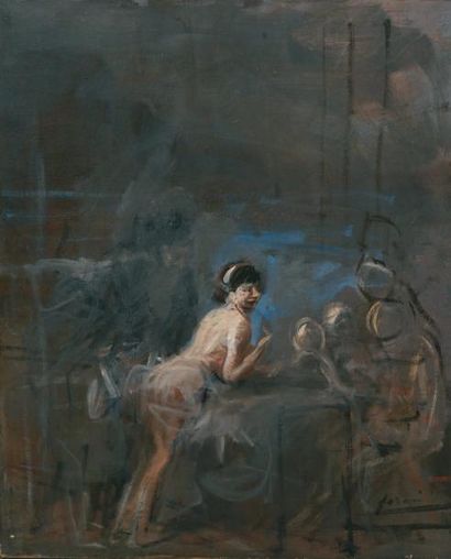 Jean-Louis FORAIN (1852-1931) La petite danseuse Huile sur toile. Signée en bas à...
