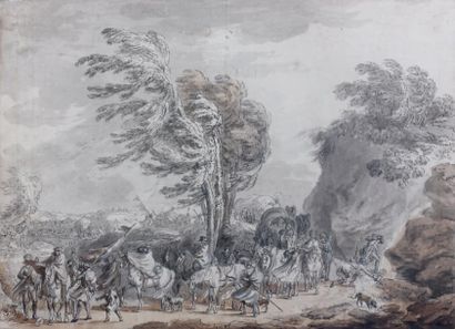 Jean-Pierre NORBLIN DE LA GOURDAINE (1745-1830) Un convoi d'armée dans un coup de...