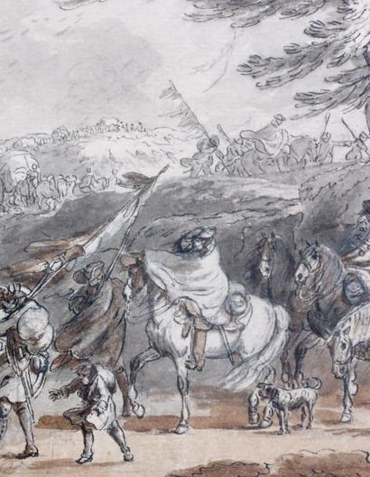 Jean-Pierre NORBLIN DE LA GOURDAINE (1745-1830) Un convoi d'armée dans un coup de...