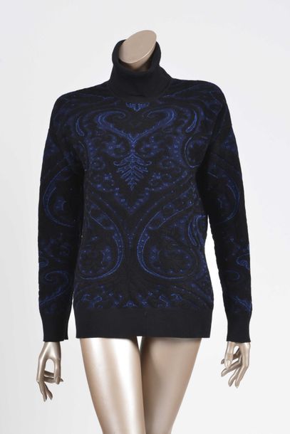 null Roberto CAVALLI : pull en laine et viscose noir et bleu à manches longues. T....