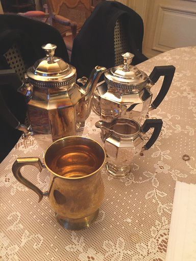 null Tea and coffee service part, silver plated metal, model with cut off sides,...