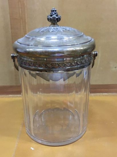 null Biscuit glass pail with silver frame