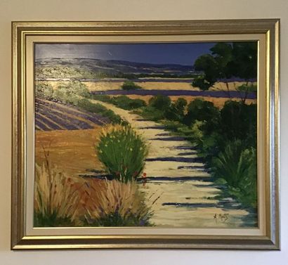 null A. Moutis Fields of lavender,oil on canvas signed