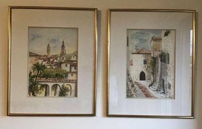 null M. JEANGEY City views, pair of watercolours