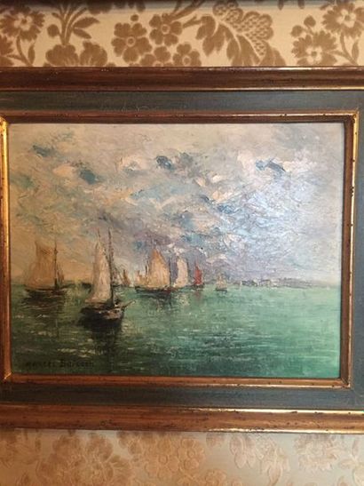 null Marcel BUISSON Bords de mer, one oil on canvas and one oil on panel signed.