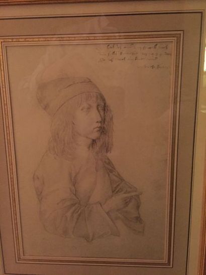 null Portrait of a young boy, pencil on paper. In the taste of the 18th century....