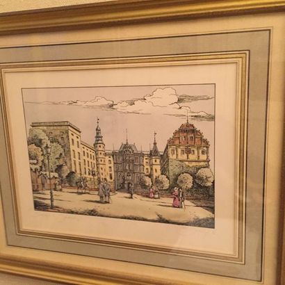 null Suite of four German engravings signed Peter STRAUSS representing DESSAU.