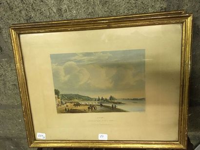 null Paire de lithographies en couleurs Vue de Lyon