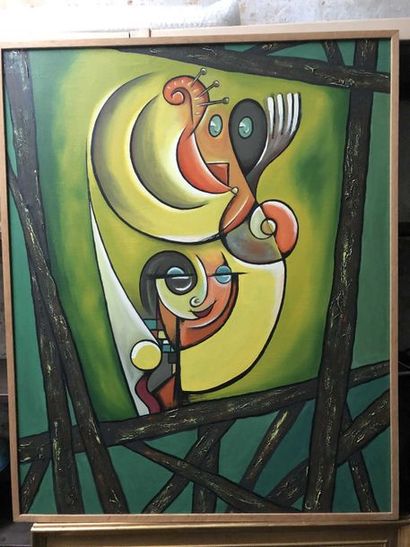 null École Sud-Américaine « composition abstraite » huile sur toile 98x80cm