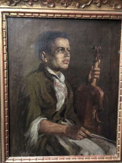 null Lajos GYOKUSSY Le violoniste huile sur toile signée en bas à gauche dans un...