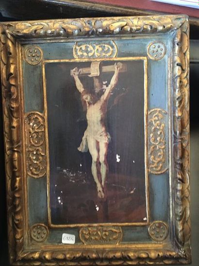 null Christ en croix Huile sur panneau moulurée et sculptée