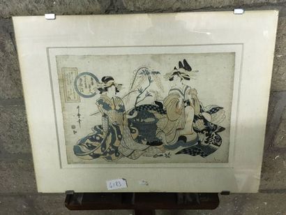 null Utamaro (1753-1806) Oban yoko-e " Seiro kun san bijin " Deux femmes avec une...