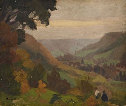 null Jules Emile ZINGG (1882-1942) Paysans sur les hauteurs du hameau, environs d’Ornans...