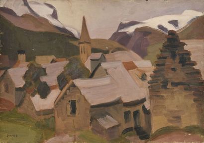 null Jules Emile ZINGG (1882-1942) Montagnes enneigées, Villar-d’Arène Huile sur...