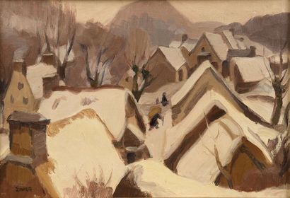 null Jules Emile ZINGG (1882-1942) Neige à Groire près de Murols, 1932 Huile sur...