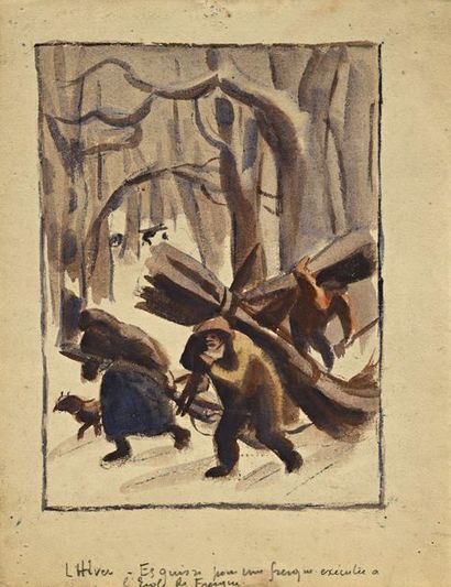 Jules Emile ZINGG (1882-1942) L’hiver, esquisse...