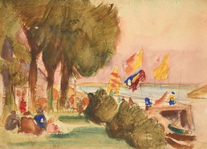 null Jules Emile ZINGG (1882-1942) Ensemble de 13 dessins et 2 aquarelles Portent...