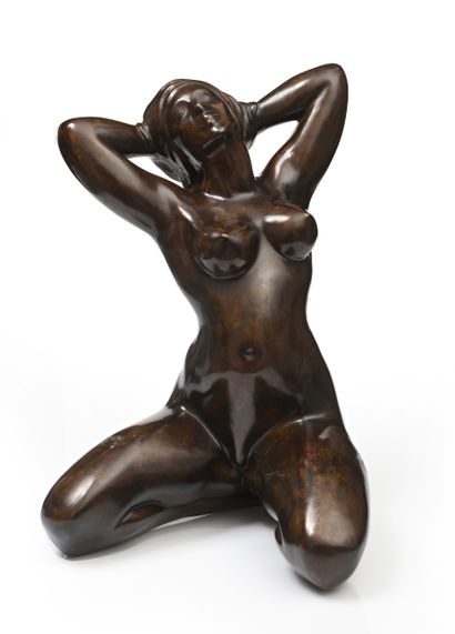 null 20 Patrick DROUIN (Né en 1948) Au soleil Sculpture-Volume Bronze. 32,29 x 23...