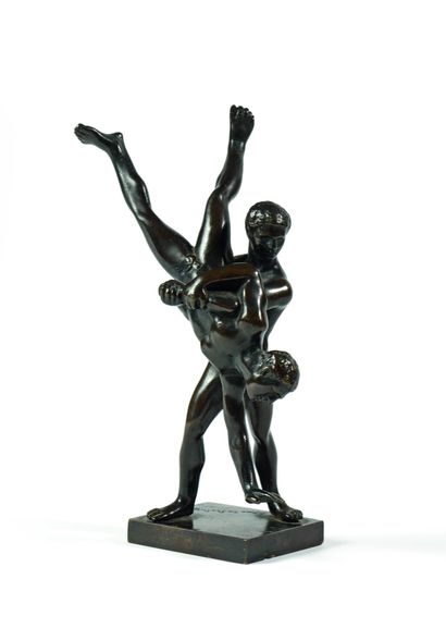 null 11 D’après l’antique Les lutteurs Epreuve en bronze patiné. Hauteur : 17 cm