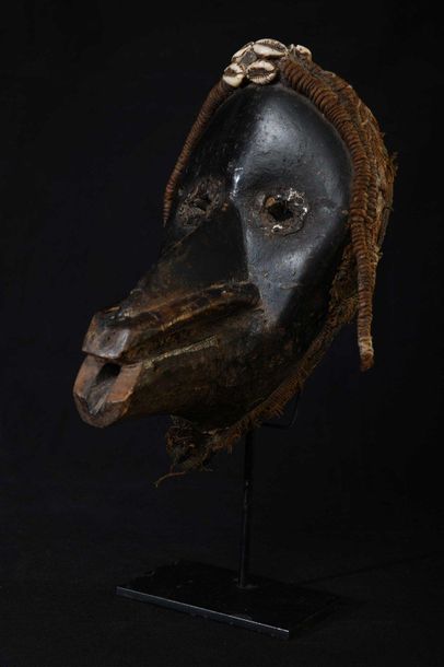 null DAN. (Nord Gabon) Masque (oiseau), patine noir laqué, yeux entourés de plaques...