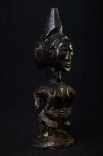 null LULA (Congo) Statuette de Janus à patine sombre. Usures et manque 21cm    
