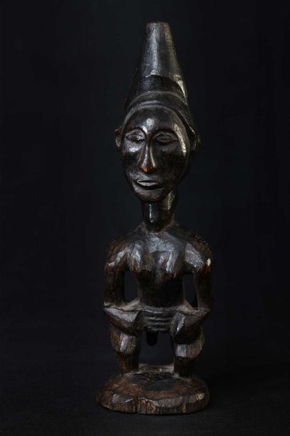 null LULA (Congo) Statuette de Janus à patine sombre. Usures et manque 21cm    