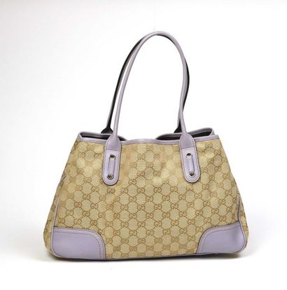 null GUCCI : sac à main en toile monogrammée anses angles et passe poils en cuir...