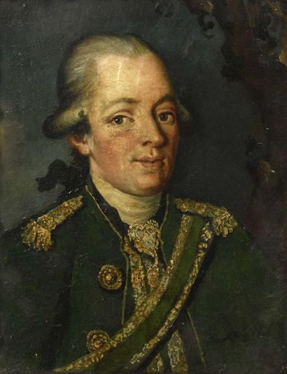 null Ecole suédoise du XVIIIème siècle Portrait d’un officier suédois en uniforme...
