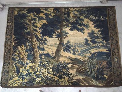null Eléments de tapisserie en laine à décor d'un paysage d'Aubusson.

192 x 275...
