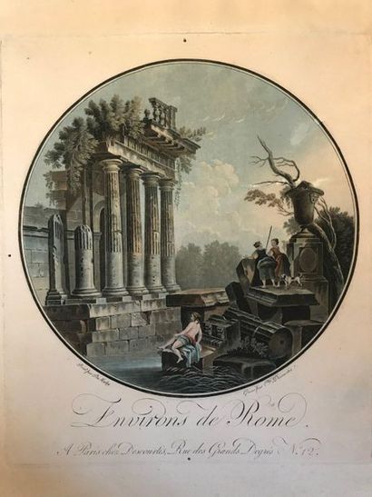 null Deux lithographies Environs de Rome par Descourtis d'après Pierre-Antoine D...