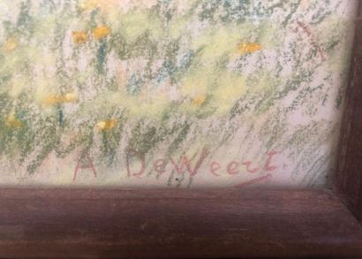 null 						Anna DE WEERT (1867-1950) Le pommier en fleurs Pastel sur papier. Signé...