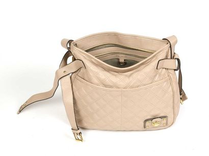 null Marc JACOB : sac en cuir beige à motif de losanges surpiqués et à soufflets...