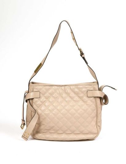 null Marc JACOB : sac en cuir beige à motif de losanges surpiqués et à soufflets...