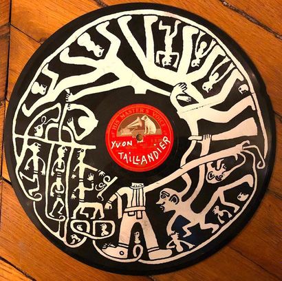null TAILLANDIER Yvon Silkscreen on 78 rpm disc "danse blanche" signed above and...
