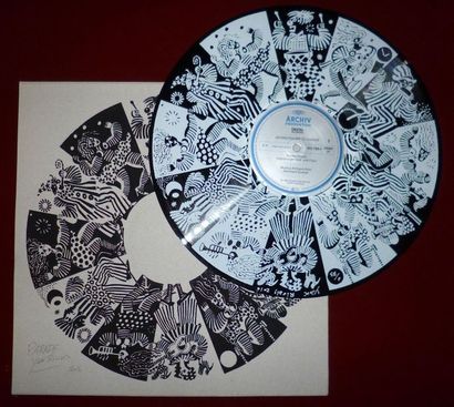 null RIVAIS Yak Silkscreen print on 33t vinyl signed and numbered on the record,...