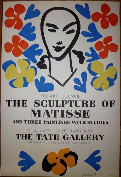 null MATISSE Henri Affiche originale Lithographie «Tate Gallery» signature imprimée,...