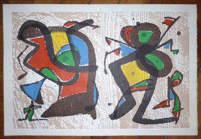 null MIRO Joan Woodcut, made for "Miro graveur", wide margin proof, unfolded, format...