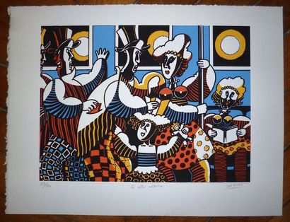 null RIVAIS Yak Silkscreen print "le métro mé pas tro" signed lower right and titled,...