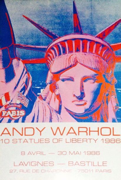 null WARHOL Andy Original four-color poster 1986 - 10 statues of liberty - Galerie...