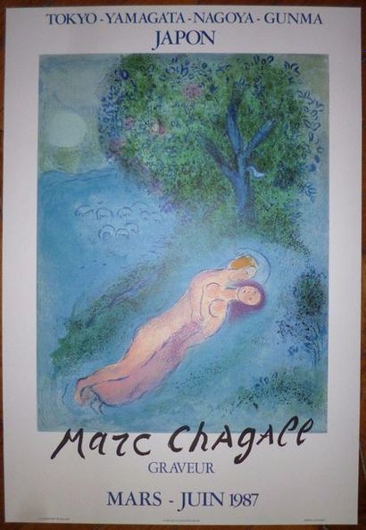 null CHAGALL Marc Poster in Lithography created for an exhibition in Japan, Mourlot...