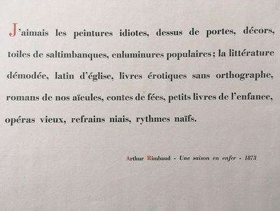 null Two excerpts from Une Saison en Enfer (1873) by Arthur Rimbaud 28 x 42.5 cm,...