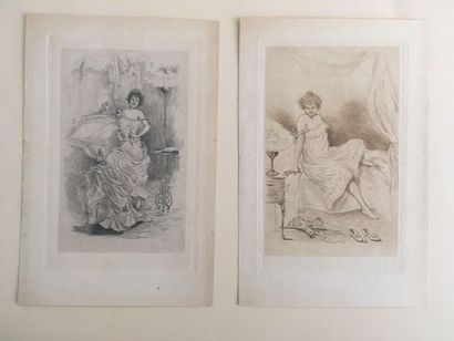 null Pair of drypoint engravings, elegant in their interiors

19 x 12,7 cm