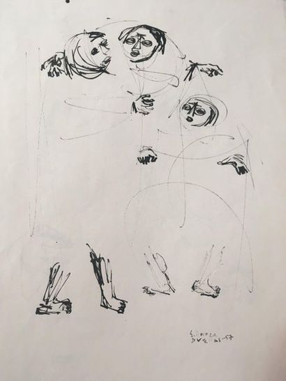 null Francisco ESPINOZA DUENAS (1926 - 

Suite of four drawings representing characters,...
