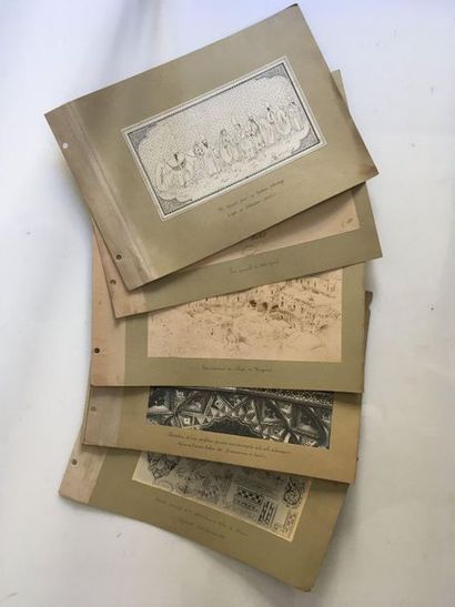 null Lot of 60 drawings, albumen photos and engravings presenting religious scenes...