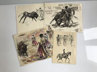null José Luis REY VILA (1910-1983)

Bullfighting

Suite de 4 drawings in ink and...