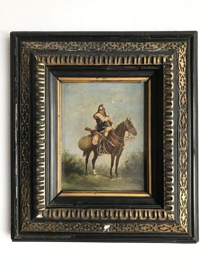null DETAILLE Edouard (1848-1912) 

Gunner on horseback 

Oil on panel Signed lower...
