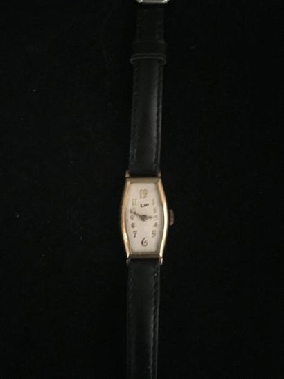 null LIP, women's watch, rectangular dial in yellow gold.