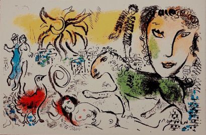 null CHAGALL Marc Lithograph on japan " la place de la concorde " unsigned, reference...